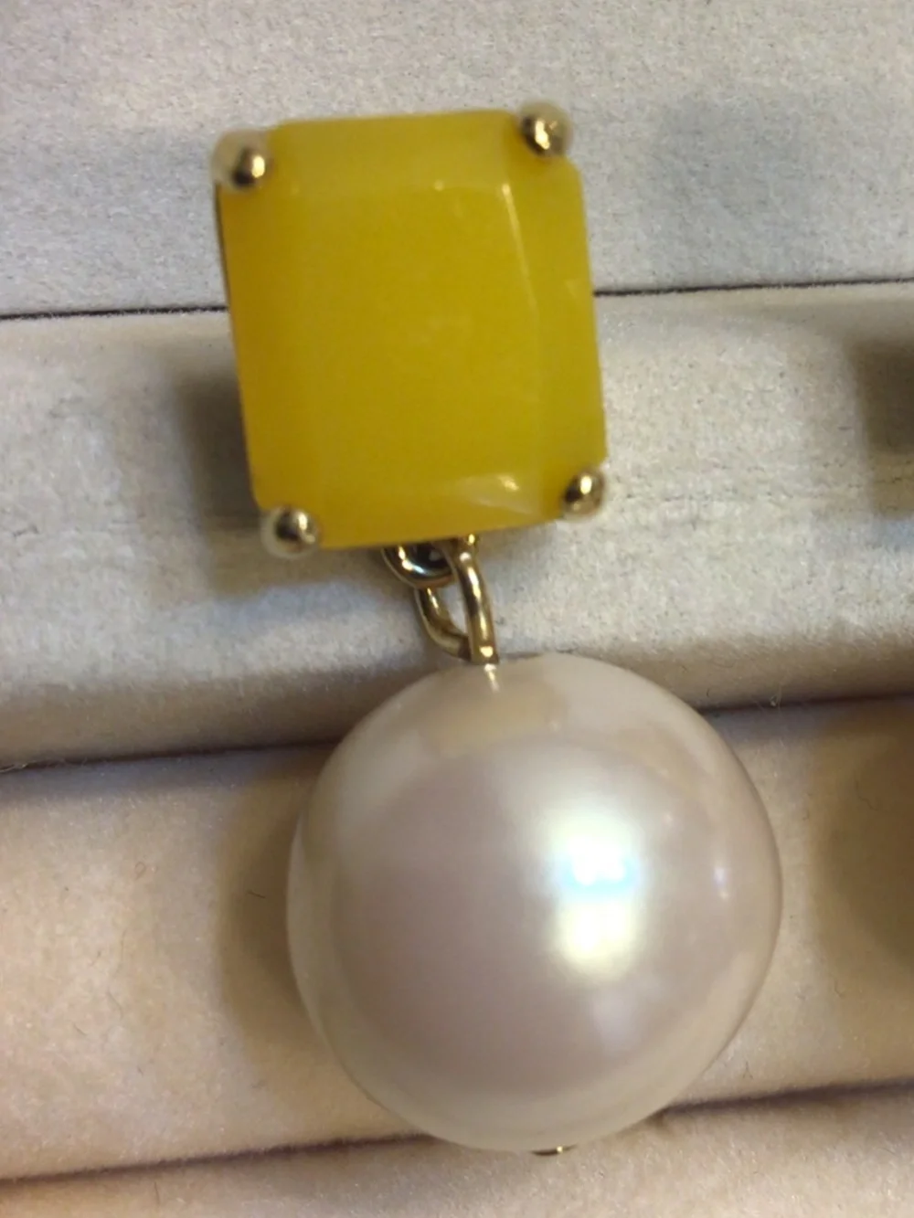 Kate Spade New York Dangle Drop Crystal/Glass Pearl Earrings 14k Gold Filled
